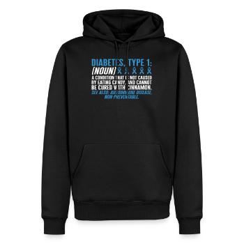 Diabète Définition Définition Chemise de sensibilisation, DT1 - Sweat à capuche Premium bio Homme - noir - Devant - Nico (187cm)