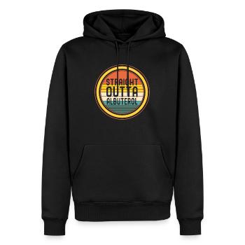 Atemtherapeutenhemd, Straight Outta - Männer Premium Bio Hoodie - Schwarz - Vorne - Nico (187cm)