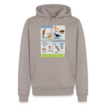 Animals Of Australia Shirt, Australische Tiere - Männer Premium Bio Hoodie - Taupe - Vorne - Nico (187cm)