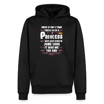 Es war einmal eine Prinzessin. Juni 1985 Geburtsta - Männer Premium Bio Hoodie - Schwarz - Vorne - Nico (187cm)