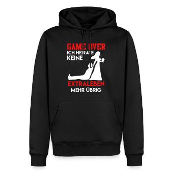 Game over - JGA Männer Hochzeit - Männer Premium Bio Hoodie - Schwarz - Vorne - Nico (187cm)
