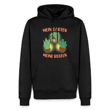 Mein Garten meine Regeln Schrebergarten - Männer Premium Bio Hoodie - Schwarz - Vorne - Nico (187cm)