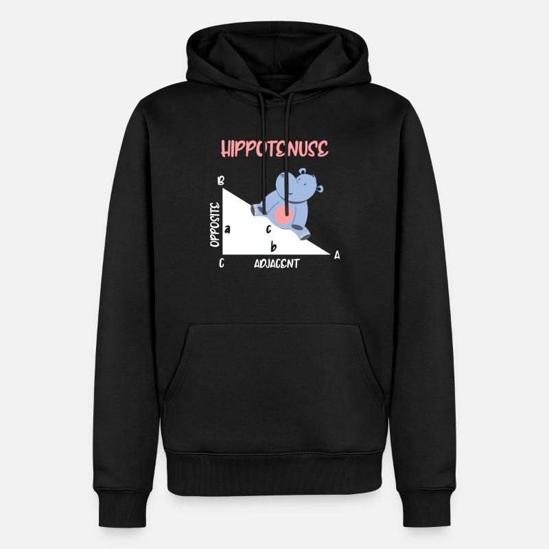 Mathématicien Hippotenuse Hippo Triangle - Sweat à capuche Premium bio Homme - noir