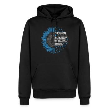 Chemise de sensibilisation au diabète, diabète de type un - Sweat à capuche Premium bio Homme - noir - Devant - Nico (187cm)