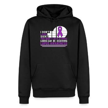 Chemise de sensibilisation au lupus, je n’ai pas l’air malade Violet - Sweat à capuche Premium bio Homme - noir - Devant - Nico (187cm)