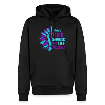 Mental Health Shirt, ich habe Zeit zuzuhören - Männer Premium Bio Hoodie - Schwarz - Vorne - Nico (187cm)