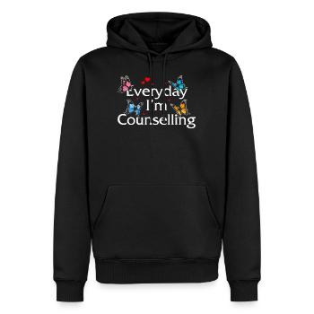 Mental Health Shirt, Everyday I'm Counseling - Men’s Premium Organic Hoodie - black - Front - Nico (187cm)