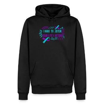 Mental Health Shirt, ich habe Zeit zuzuhören - Männer Premium Bio Hoodie - Schwarz - Vorne - Nico (187cm)