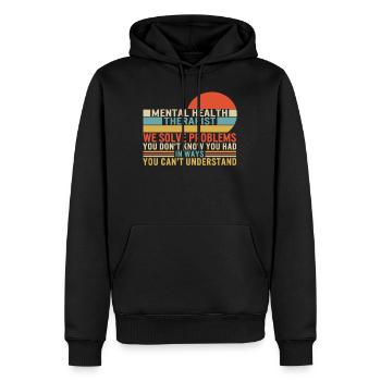 Mental Health Therapist Shirt, Counseling Solve - Men’s Premium Organic Hoodie - black - Front - Nico (187cm)