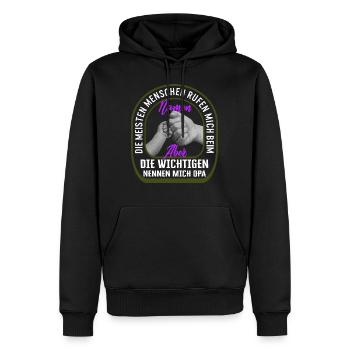 Opa Shirt, Wichtige Ine Call Me Opa, - Men’s Premium Organic Hoodie - black - Front - Nico (187cm)
