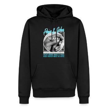 Papa und Sohn Herz-zu-Herz-Shirt, Hände halten, - Sweat à capuche Premium bio Homme - noir - Devant - Nico (187cm)