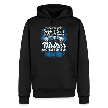 Chemise de sensibilisation au diabète de type un, mère qui - Sweat à capuche Premium bio Homme - noir - Devant - Nico (187cm)