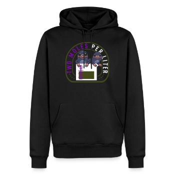 Chemical Pun Element Shirt, Two Moles Per Little - Men’s Premium Organic Hoodie - black - Front - Nico (187cm)