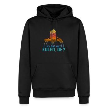 Eulen-Hemd, ich mag Stopp-Eulen-Ok-T-Stück, - Men’s Premium Organic Hoodie - black - Front - Nico (187cm)