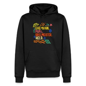 Ehemann Papa Grill Master Hero Shirt, - Men’s Premium Organic Hoodie - black - Front - Nico (187cm)