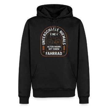 Unterschatze Niemals Einen Alten Mann Mit Einem - Men’s Premium Organic Hoodie - black - Front - Nico (187cm)