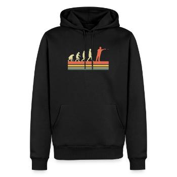 Darts Evolution Dartspieler wirft Dart - Männer Premium Bio Hoodie - Schwarz - Vorne - Nico (187cm)