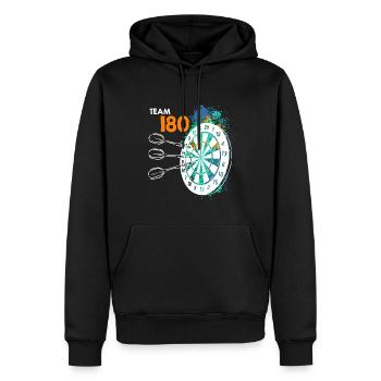 Team 180 Darts 180er Dartscheibe 180 in Dart - Männer Premium Bio Hoodie - Schwarz - Vorne - Nico (187cm)