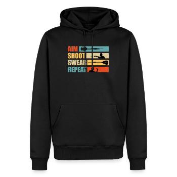 Darts Aim Shoot Swear Repeat Dart Zubehör Darts - Männer Premium Bio Hoodie - Schwarz - Vorne - Nico (187cm)