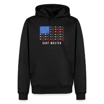Dart Master USA Darts Pfeile - Männer Premium Bio Hoodie - Schwarz - Vorne - Nico (187cm)