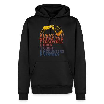 Amputee Always Motivated And Perseveres Shirt, - Men’s Premium Organic Hoodie - black - Front - Nico (187cm)