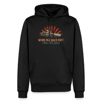 Wenn der Wald ruft, muss ich gehen, Kettensäge, - Men’s Premium Organic Hoodie - black - Front - Nico (187cm)