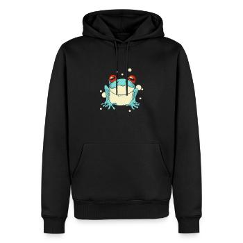 Trippy Frog Cottagecore Aesthetics Funny Amphibian - Men’s Premium Organic Hoodie - black - Front - Nico (187cm)