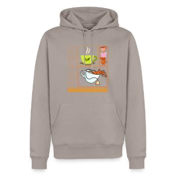 Chemise de thé, conception de tasses à thé pile de thé, accro au thé - Sweat à capuche Premium bio Homme - taupe - Devant - Nico (187cm)