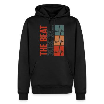 Heart Surgery Shirt, The Beat Goes On Heart Beat - Men’s Premium Organic Hoodie - black - Front - Nico (187cm)