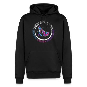Chemise de sensibilisation au cancer de la thyroïde, combattez comme un patron - Sweat à capuche Premium bio Homme - noir - Devant - Nico (187cm)