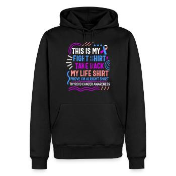 Schilddrüsenkrebs Awareness Shirt, das ist - Männer Premium Bio Hoodie - Schwarz - Vorne - Nico (187cm)
