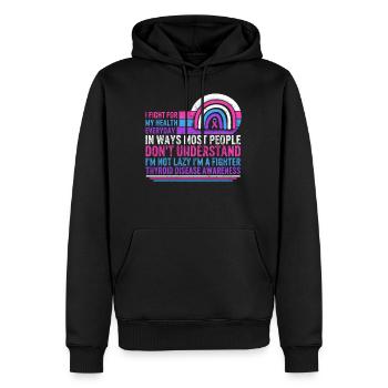 Schilddrüsenkrebs Awareness Shirt, ich kämpfe für meine - Männer Premium Bio Hoodie - Schwarz - Vorne - Nico (187cm)