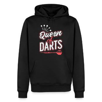Queen of Darts Dart Zubehör Frauen in Dart - Männer Premium Bio Hoodie - Schwarz - Vorne - Nico (187cm)