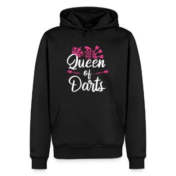 Queen of Darts Dart Zubehör Frauen in Dart - Männer Premium Bio Hoodie - Schwarz - Vorne - Nico (187cm)