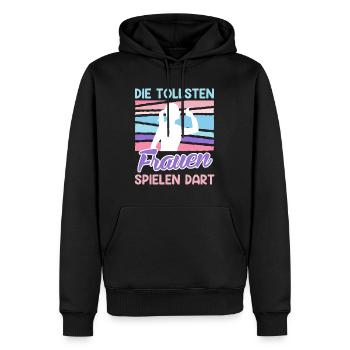 Tolle Frauen Darts Damen Dartpfeile Zubehör Dart - Männer Premium Bio Hoodie - Schwarz - Vorne - Nico (187cm)