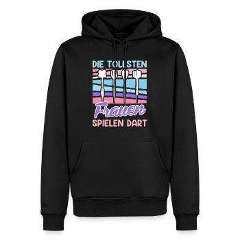 Tolle Frauen Darts Damen Dartpfeile Zubehör Dart - Männer Premium Bio Hoodie - Schwarz - Vorne - Nico (187cm)