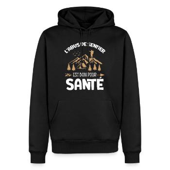 Randonnée Idée cadeau randonneur humour - Sweat à capuche Premium bio Homme - noir - Devant - Nico (187cm)
