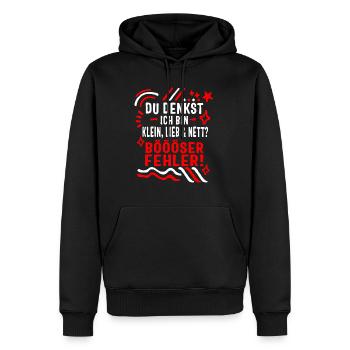 Du Denkst Ich Bin Klein, Lieb & Nett? Boooser - Men’s Premium Organic Hoodie - black - Front - Nico (187cm)