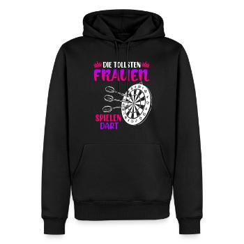 Frauen Darts Damen Dart Pfeile Zubehör Dart - Männer Premium Bio Hoodie - Schwarz - Vorne - Nico (187cm)