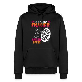 Frauen Darts Damen Dart Pfeile Zubehör Dart - Männer Premium Bio Hoodie - Schwarz - Vorne - Nico (187cm)