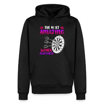Frauen Darts Damen Dart Pfeile Zubehör Dart - Männer Premium Bio Hoodie - Schwarz - Vorne - Nico (187cm)
