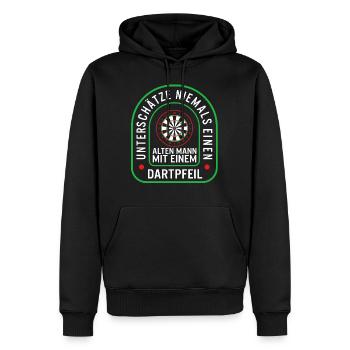 Unterschätze niemals einen alten Mann mit einem - Men’s Premium Organic Hoodie - black - Front - Nico (187cm)