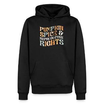 Épices à la citrouille et droits reproductifs Retro Fall - Sweat à capuche Premium bio Homme - noir - Devant - Nico (187cm)
