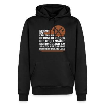 Meister Der Falltechnik Shirt, Axt-Grafik-T-Shirt - Men’s Premium Organic Hoodie - black - Front - Nico (187cm)