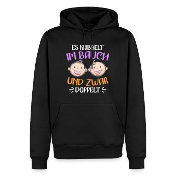 Kribbeln im Bauch Mutter von 2 Zwillinge im Bauch - Männer Premium Bio Hoodie - Schwarz - Vorne - Nico (187cm)