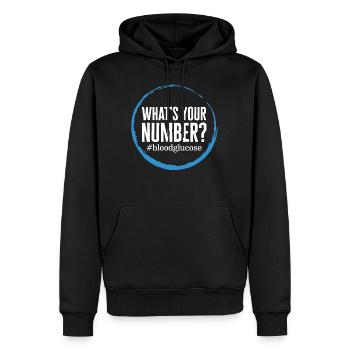 Diabetes Awareness Shirt, Was ist Ihre Nummer - Männer Premium Bio Hoodie - Schwarz - Vorne - Nico (187cm)