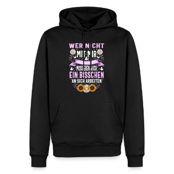 Wer Nicht Mit Auskommt Muss Eben Noch Ein - Men’s Premium Organic Hoodie - black - Front - Nico (187cm)