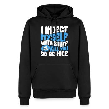 Chemise de sensibilisation au diabète, je m’injecte avec - Sweat à capuche Premium bio Homme - noir - Devant - Nico (187cm)