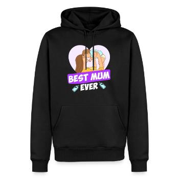 Meilleure maman de tous les temps Meilleure maman du monde Mère Enfant - Sweat à capuche Premium bio Homme - noir - Devant - Nico (187cm)