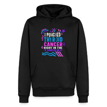Thyroid Cancer Awareness Shirt, I Punched Thyroid - Men’s Premium Organic Hoodie - black - Front - Nico (187cm)